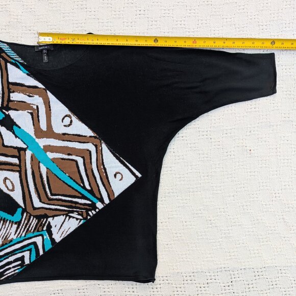 Lafayette 148 NY Women Multi-Colored 2/3 Sleeve Top 100% Cotton Blouse Size M - Picture 3 of 8